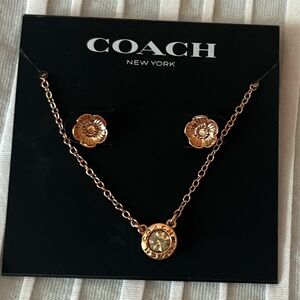 COACH Rose Gold Earring & Necklace Set